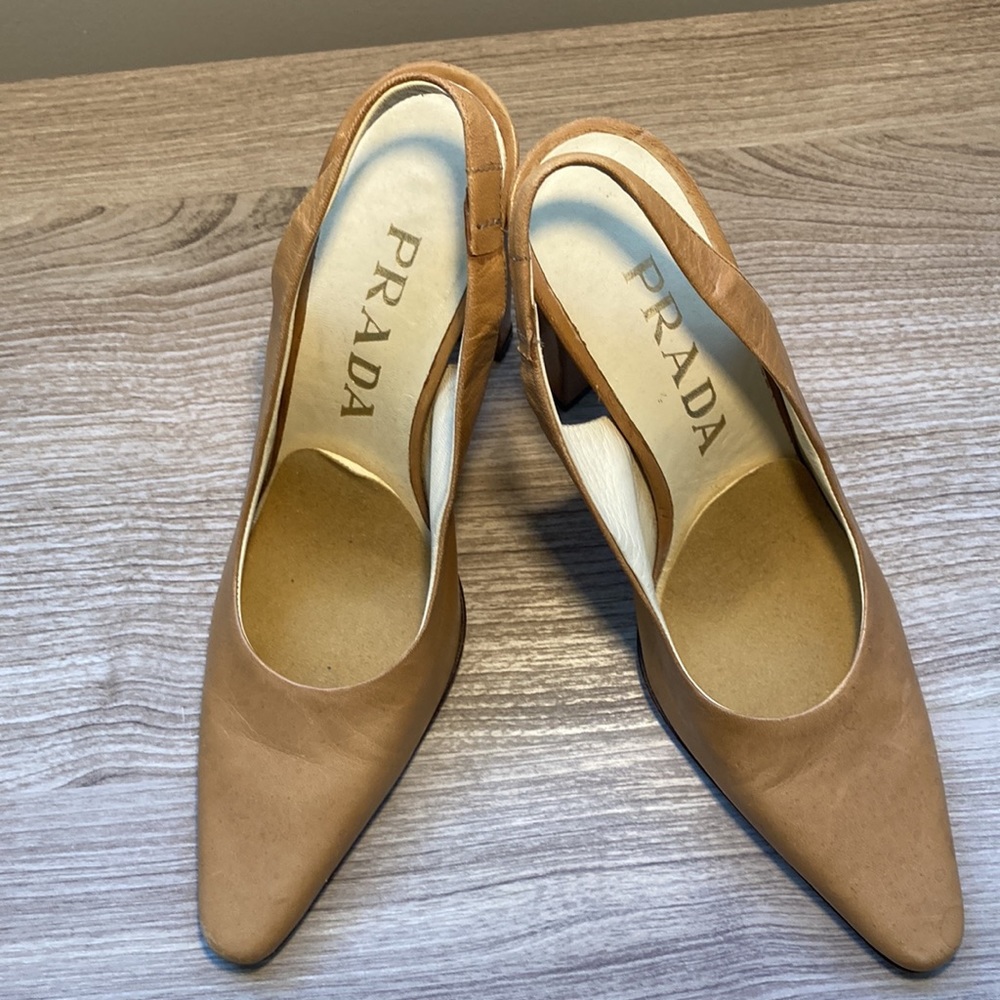 Prada sling back pointy shoes sandals size 35,5 rectangle heel - Picture 16 of 16